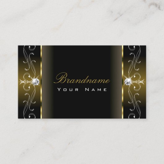 Luxury Black en Gold Squiggings Jewels Ornamental Visitekaartje (Voorkant)