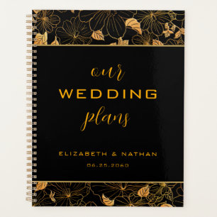 Luxury Black en Golden Floral Pattern Wedding Planner