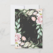 Luxury Black en Pink Floral Wedding RSVP Kaartje (Achterkant)