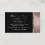 Luxury Black en Roos Gold Glitter  Monogram Visitekaartje (Achterkant)