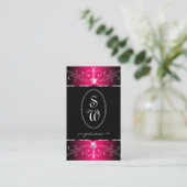 Luxury Black en Roze  Ornamenten Initialen Visitekaartje (Staand voorkant)