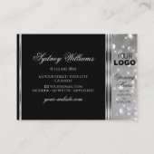 Luxury Black en Silver Glitter Sparkle Stars Logo Visitekaartje (Achterkant)