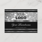 Luxury Black en Silver Glitter Sparkle Stars Logo Visitekaartje (Voorkant)