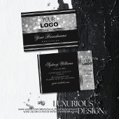 Luxury Black en Silver Glitter Sparkle Stars Logo Visitekaartje