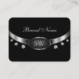Luxury Black en Silver met Initialen Rhinestones Visitekaartje