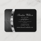 Luxury Black en Silver met Initialen Rhinestones Visitekaartje (Achterkant)