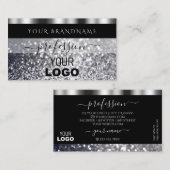 Luxury Black en Silver Sparking Glitter Add Logo Visitekaartje (Voorkant / Achterkant)