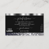 Luxury Black en Silver Sparking Glitter Add Logo Visitekaartje (Achterkant)