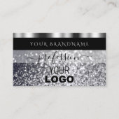 Luxury Black en Silver Sparking Glitter Add Logo Visitekaartje (Voorkant)