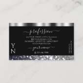 Luxury Black en Silver Sparking Glitter Monogram Visitekaartje (Achterkant)