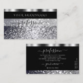Luxury Black en Silver Sparking Glitter Shimmery Visitekaartje (Voorkant / Achterkant)