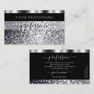 Luxury Black en Silver Sparking Glitter Shimmery Visitekaartje
