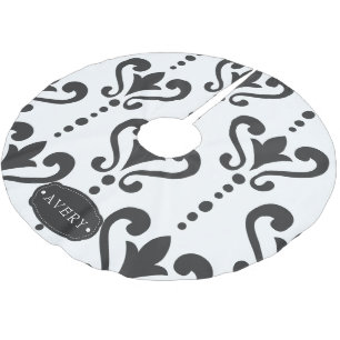 Luxury Black en White Damask Kerstboom Rok