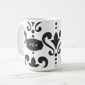 Luxury Black en White Damask Koffiemok (Voorkant links)