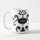 Luxury Black en White Damask Koffiemok (Links)