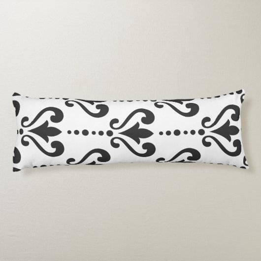 Luxury Black en White Damask Lichaamskussen (Achterkant)