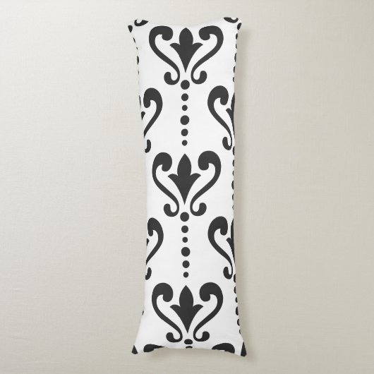 Luxury Black en White Damask Lichaamskussen (Voorkant Verticaal)