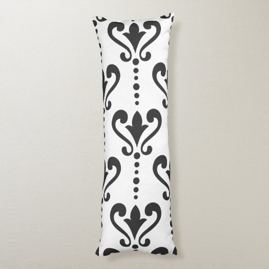 Luxury Black en White Damask Lichaamskussen (Achterkant (Verticaal))