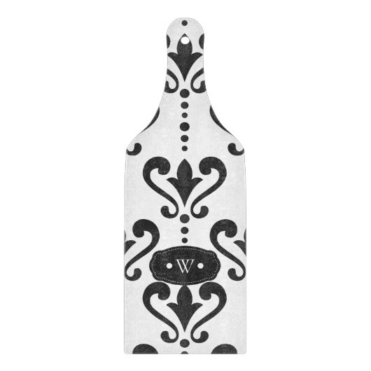Luxury Black en White Damask Snijplank (Voorkant)