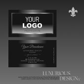 Luxury Black en White Gradient Silver Lijst Logo Visitekaartje