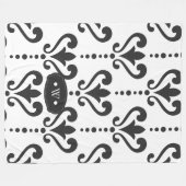 Luxury Black en White Monogram Damask Fleece Deken (Voorkant (Horizontaal))