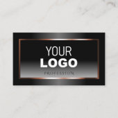 Luxury Black en White Ombre Roos Gold Lijst Logo Visitekaartje (Voorkant)