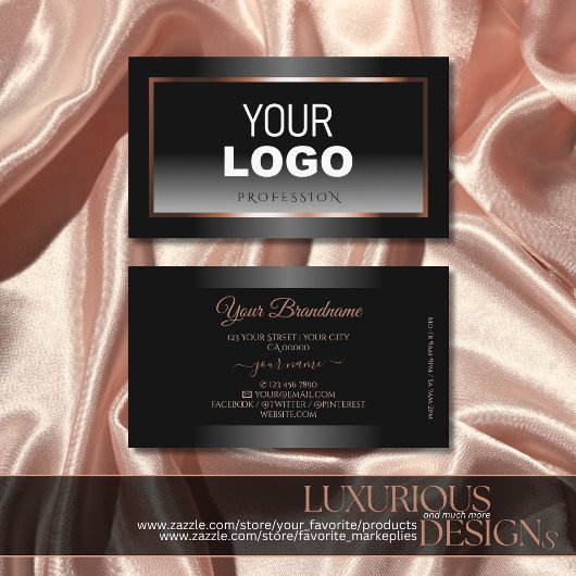 Luxury Black en White Ombre Roos Gold Lijst Logo Visitekaartje