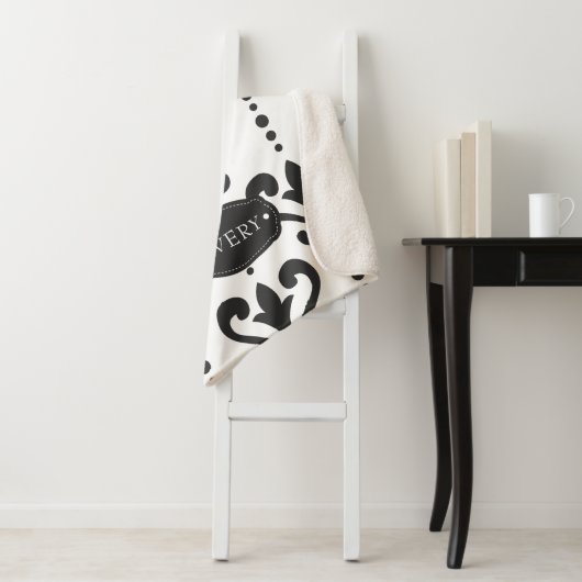 Luxury Black en White, persoonlijk Sherpa Deken (In situ)