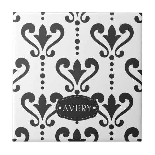 Luxury Black en White, persoonlijk Tegeltje (Voorkant)