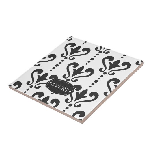 Luxury Black en White, persoonlijk Tegeltje (Zijkant)