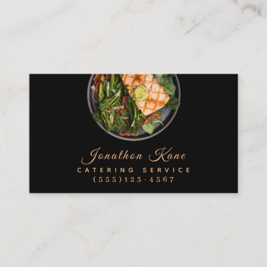 Luxury Black Food Bord Catering Chef Service Visitekaartje (Voorkant)