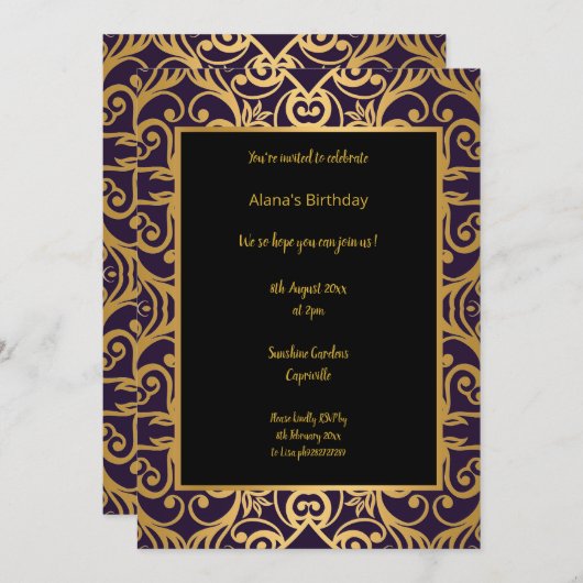 LUXURY BLACK GOLD ABSTRACT BIRTHDAY KAART (Voorkant / Achterkant)