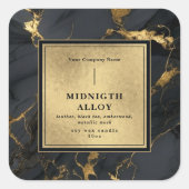 Luxury Black Gold Agate Elegant Shiny Candle Label (Voorkant)