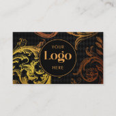 Luxury Black & Gold Baroque Custom Logo QR Code Visitekaartje (Voorkant)