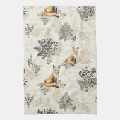 Luxury Black & Gold Botanical Fox Art (1) Theedoek (Verticaal)