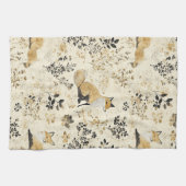 Luxury Black & Gold Botanical Fox Art (2) Theedoek (Horizontaal)