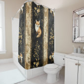 Luxury Black & Gold Botanical Fox Pattern (1) Douchegordijn (In situ)