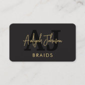 Luxury Black Gold Braids Hair Stylist Visitekaartje (Voorkant)