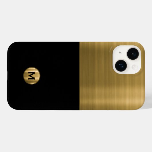 Luxury Black Gold Brushed Metal Monogram Case-Mate iPhone Case (Achterkant (horizontaal))