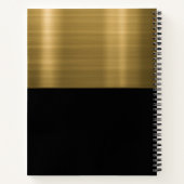 Luxury Black Gold Brushed Metal Monogram Notitieboek (Achterkant)