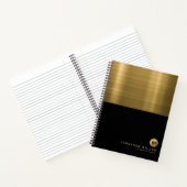Luxury Black Gold Brushed Metal Monogram Notitieboek (Binnen)