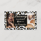 Luxury Black Gold Cheetah Leopard Print Makeup Visitekaartje (Voorkant)