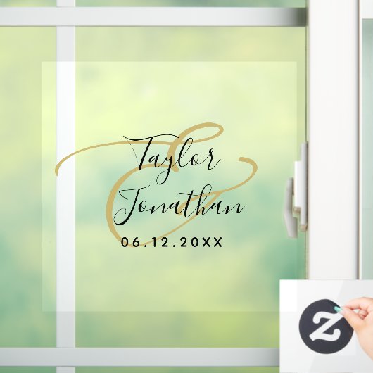Luxury Black & Gold Classy Custom Wedding Raamsticker (Huis)