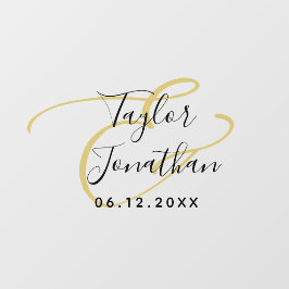 Luxury Black & Gold Classy Custom Wedding Raamsticker