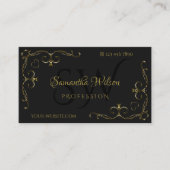 Luxury Black Gold  Corner Borders Initialen Visitekaartje (Voorkant)