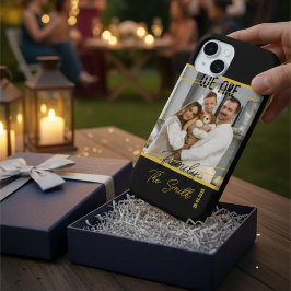 Luxury Black & Gold Custom Family Photo Keepsake iPhone 16 Pro Max Hoesje
