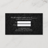 Luxury Black & Gold Damask Salon Cadeaubonnen Kortingskaartje (Achterkant)