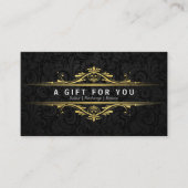 Luxury Black & Gold Damask Salon Cadeaubonnen Kortingskaartje (Voorkant)