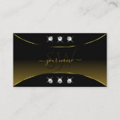 Luxury Black Gold Decor Diamonds en Monogram Luxe Visitekaartje (Voorkant)