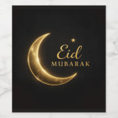Luxury Black & Gold Eid Mubarak – Elegant Wijn Etiket (Enkel label)